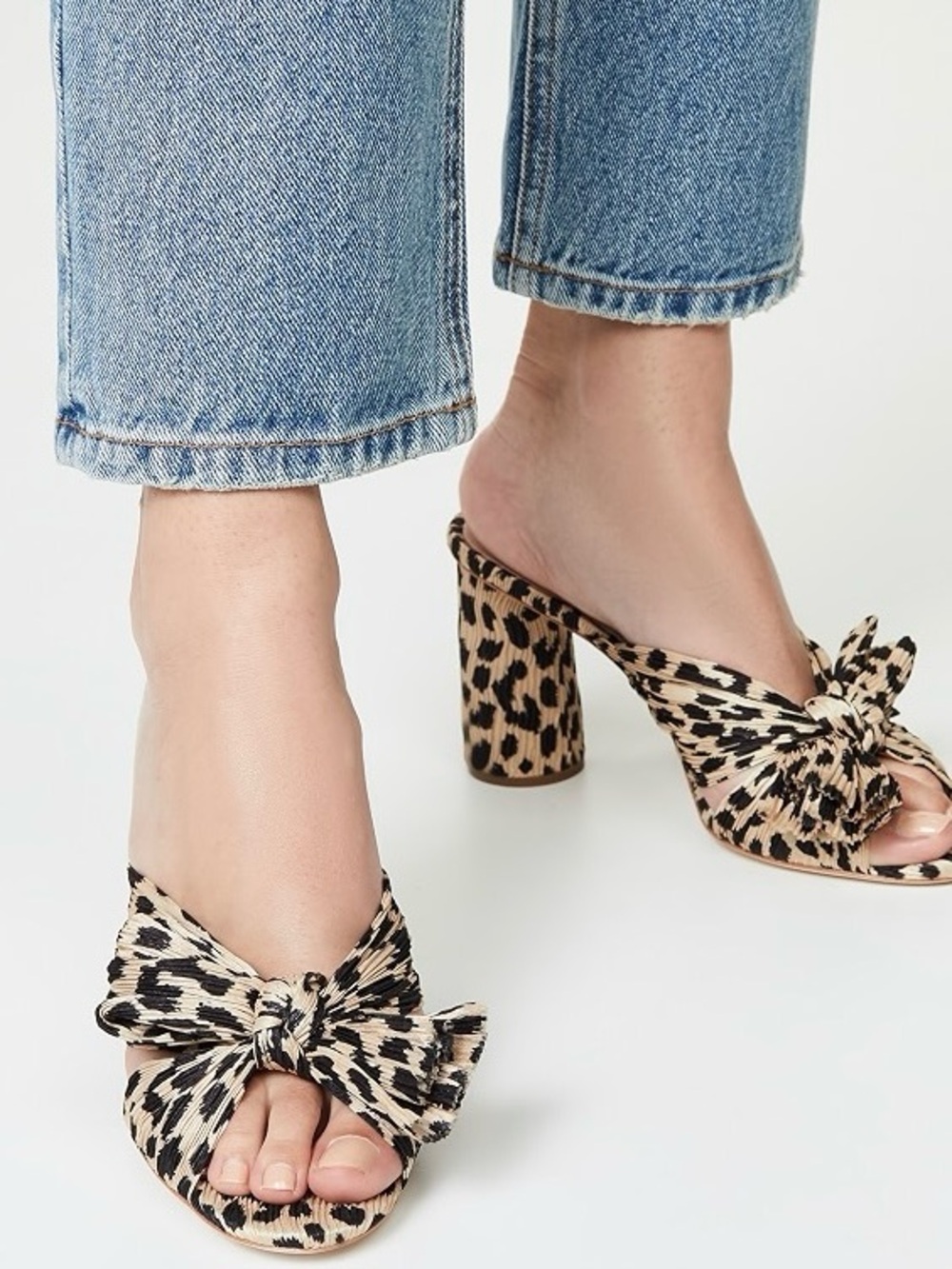 🆕{Loeffler Randall} Penny Pleated Bow Leopard Print Sandals